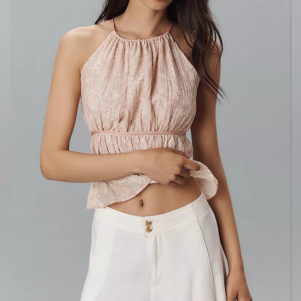 NWT En Saison Geraldine Halter Peplum Top